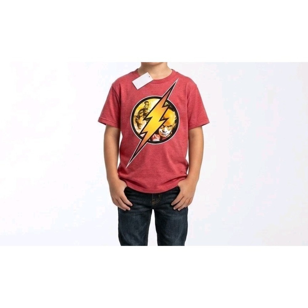 The Flash DC Red Kids Logo Short Sleeve Crew Neck T-Shirt‎ Size L
